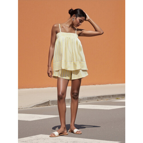 (M, Lemon Yellow) Γυναικεία αμάνικα casual για χαλάρωση 2