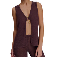 (M, Chocolate Color) Women Knit Tank Top, Sleeveless Solid Loose Summer Vest Tops Clubwear for Bar Party