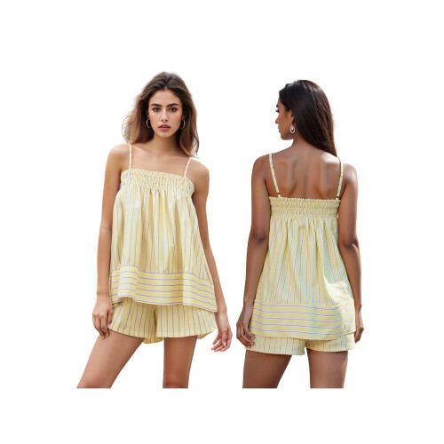 (M, Lemon Yellow) Γυναικεία αμάνικα casual για χαλάρωση 1