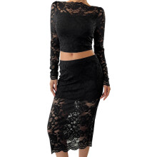 (XXL, Black) Dámské letní krajkové pro streetwear