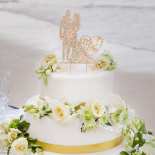 Heart-shaped Cake Topper 1Pcs Silver for Wedding and Engagement Party