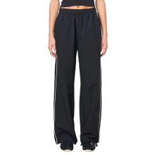 (L, Black) Damesbroek met wijde pijpen, casual, elastische taille en losse pasvorm, perfect voor werk en streetwear.
