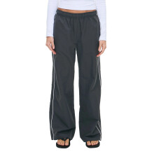 (L, Gray) Damesbroek met wijde pijpen, casual, elastische taille en losse pasvorm, perfect voor werk en streetwear.