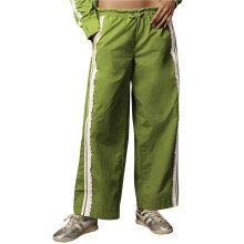 (M, Green) Dames zomerse baggy joggingbroek met stijlvolle kanten zijstrepen, middelhoge taille, wijde pijpen en trekkoord.