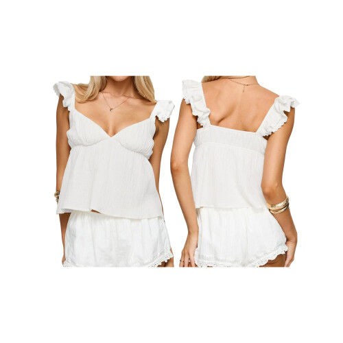 (M, White) Camiseta de verano profundo, holgada. 1