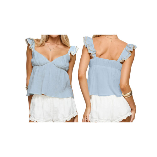 (M, Blue) Camiseta de verano profundo, holgada. 1