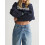 (L, Navy Blue) Pull femme automne-hiver, finitions côtelées. 3