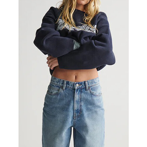 (L, Navy Blue) Pull femme automne-hiver, finitions côtelées. 2