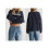 (M, Navy Blue) Pull femme automne-hiver, finitions côtelées. 2