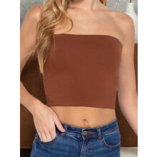 Trägerloses, doppellagiges Bandeau-Top für Damen – Basic-Freizeittop