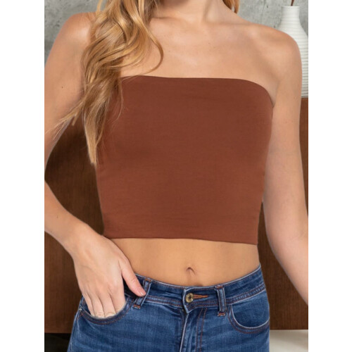 Trägerloses, doppellagiges Bandeau-Top für Damen – Basic-Freizeittop