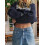 (L, Navy Blue) Pull femme automne-hiver, finitions côtelées. 6