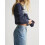 (M, Navy Blue) Pull femme automne-hiver, finitions côtelées. 7
