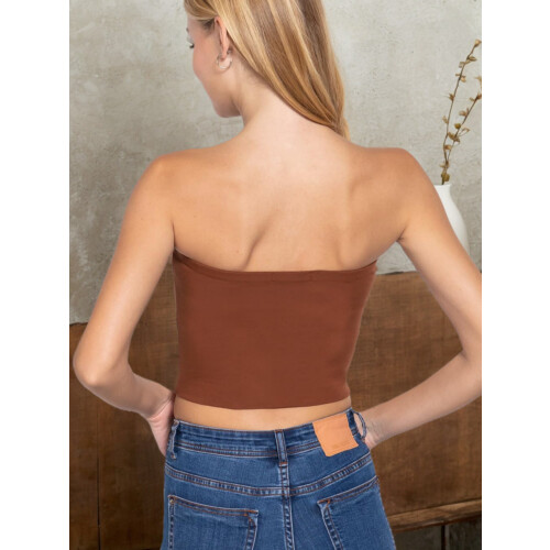 Trägerloses, doppellagiges Bandeau-Top für Damen – Basic-Freizeittop 1