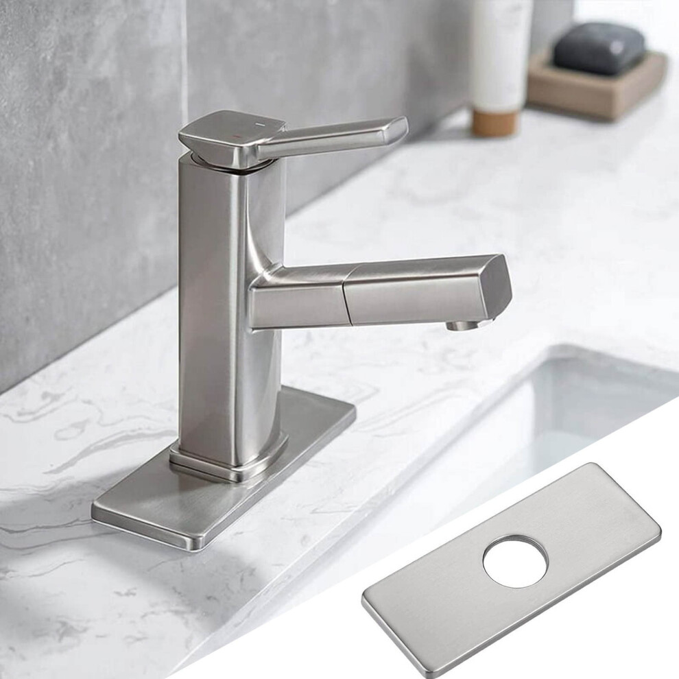 6" Brushed Nickel Faucet Deck Plate For 1 Or 3-Hole Sink (4" Centerset), Stainless Steel Hole CoverâCompatible With Standard Faucets 9555307315476
