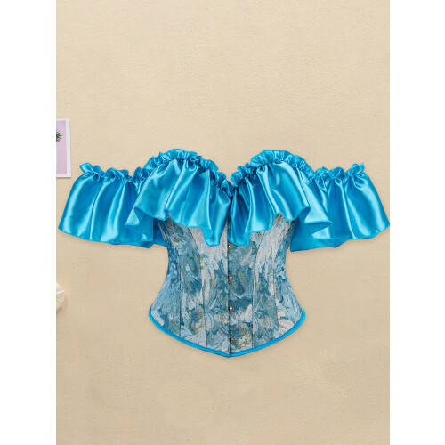 (XXL, Blue) Γυναικεία Μπλούζα Κορσέ, Μοντέρνα Πουκάμισα 2