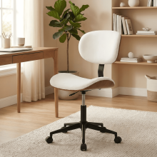Bentwood Ergonomic Armless Office Chair with Wheels, Lumbar Support, Adjustable Height, 360 Swivel – Compatible with Home/Office