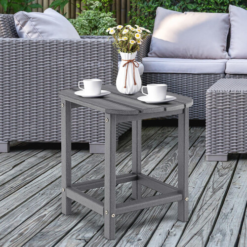 Small Side Table, Weather Resistant Square Tea Table, Beside End Tables(1, Grey) 1