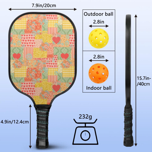 Σετ κουπιών Pickleball από fiberglass με λουλούδια, 2 μπάλες και τσάντα – Συμβατό με 2