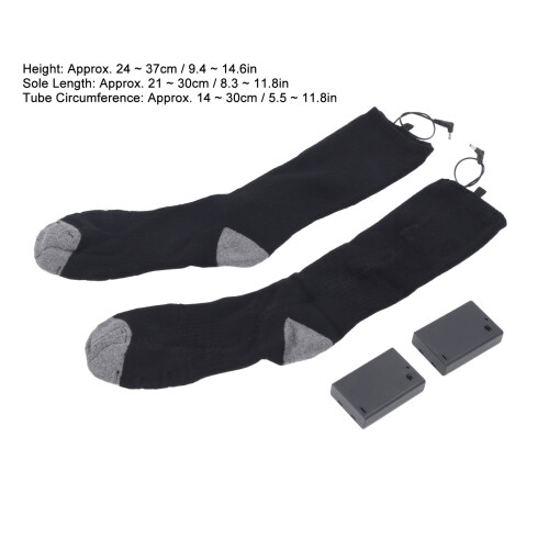 Elektrisch beheizte Socken, beidseitig, schwarz, 3xAA, Einheitsgröße 1