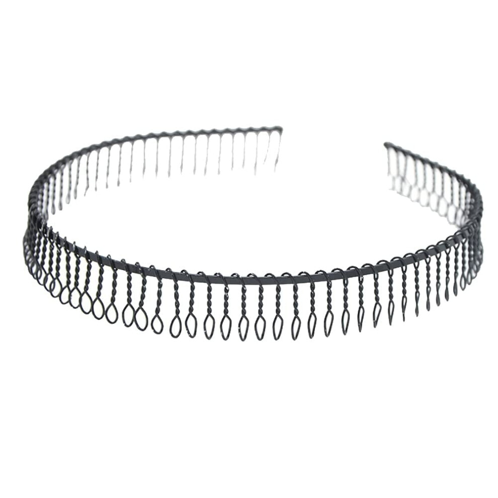 6 Pcs Unisex Metal Hairbands Teeth Comb Headband Non Slip Hair Hoops Metal Wire Headbands Simple Hair Bands Black