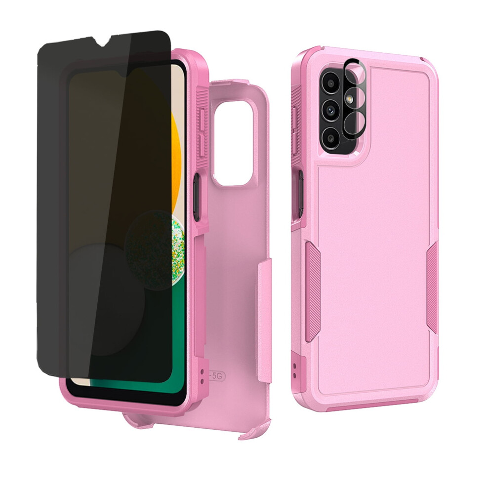 Xhy Compatible With Samsung Galaxy A25 5G Case: Privacy Screen + Lens Protector, Military-Grade Double-Layer Drop Resistant Â Pink 9555307316473
