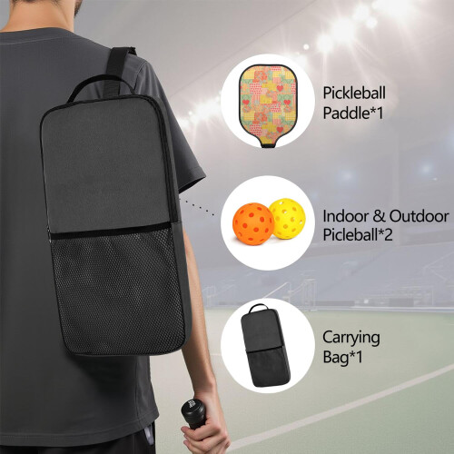 Σετ κουπιών Pickleball από fiberglass με λουλούδια, 2 μπάλες και τσάντα – Συμβατό με 1