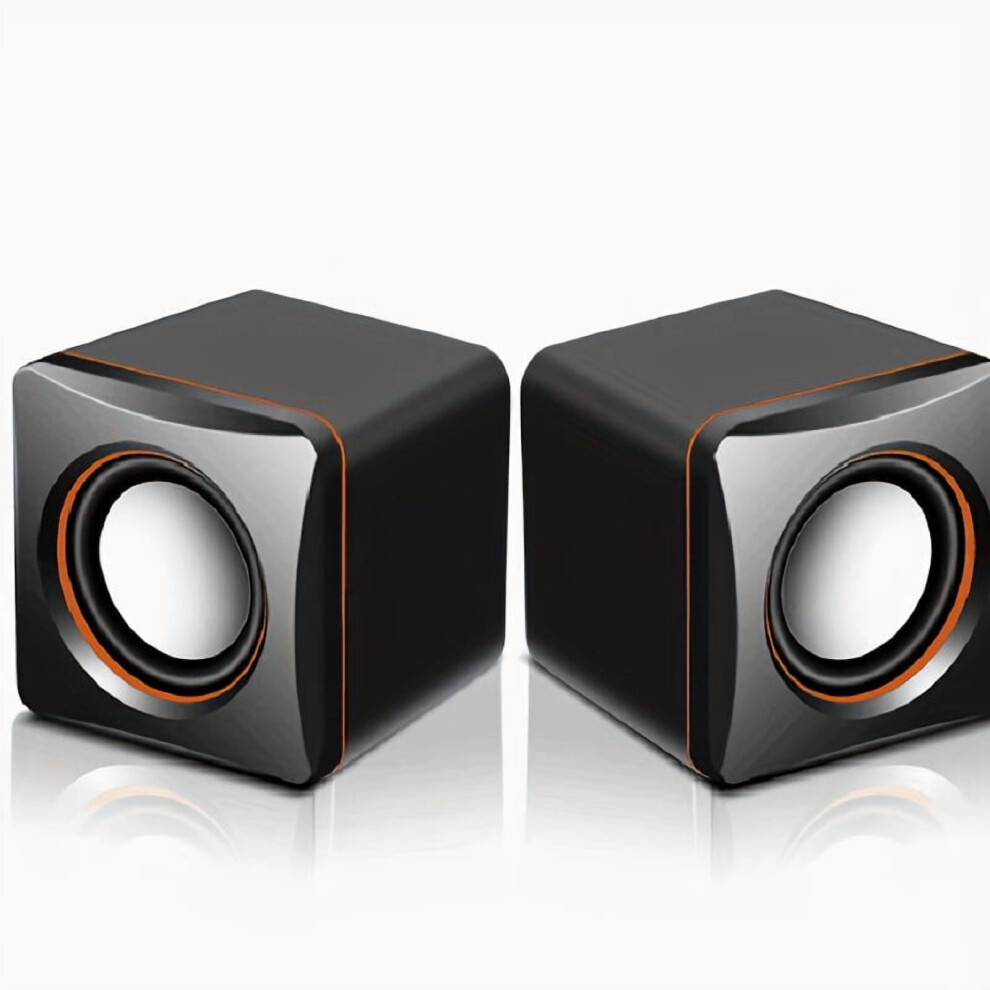Stylish Desktop Speakers With Accents - Superior Sound For Computer, Laptop & Mobile, Modern Glossy Finish Black/Orange 9555307316404