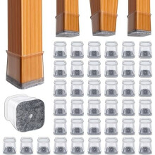 Protezioni quadrate per gambe di sedie per pavimenti in legno – Cuscinetti in silicone trasparente, 40 pezzi, da 2,8 cm a 4,1 cm, compatibili con