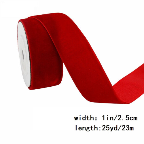 Samtband, 2,5 cm x 23 m, Rot 2