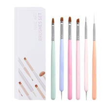 Set di 6 pennelli per nail art in gel con raccoglitore di strass e penna per unghie a doppia punta, compatibile con gel UV.