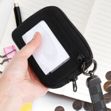 Carteira com zíper, porta-moedas, carteira porta-chaves, carteira de nylon com visor para documento de identidade, porta-moedas para viagens,