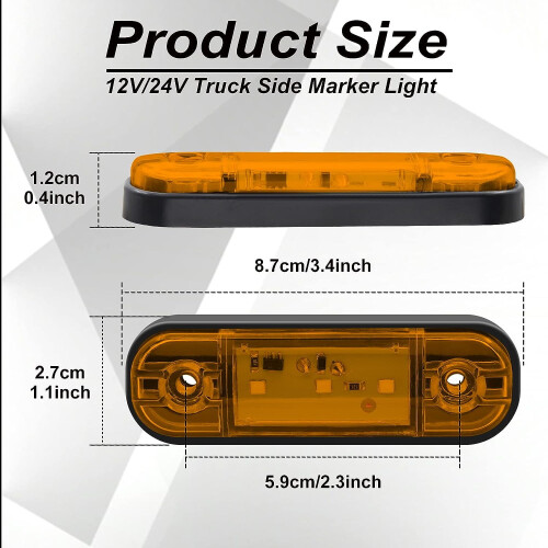 Πλευρικά φώτα LED, Πλευρικά φώτα φορτηγού Universal, Φώτα θέσης εμπρός/πίσω, 12V/24V, 3,4 1