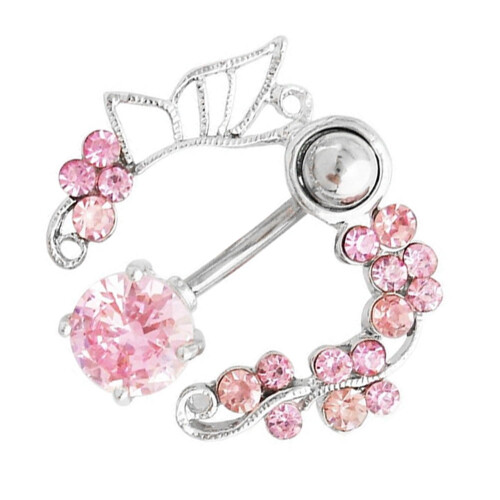 Piercing de umbigo com borboleta e strass, 14G 1