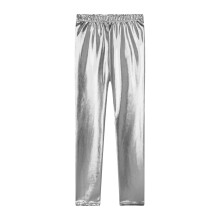 Ediodpoh Lány Metálfényű Leggings Kisgyermekeknek és Gyerekeknek, Rugalmas Lezser Nadrág Tavaszra/Nyárra – Ezüst, 5-6 Éves