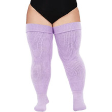 Plus size damesdijhoge sokken voor dikkere dijen - Extra lange, dikke overknee kousen - Beenwarmersokken