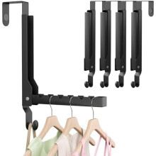 4er-Pack faltbare Türhaken, rostbeständig, für Wäsche und Badezimmer, tragbare schwarze Kleiderbügel