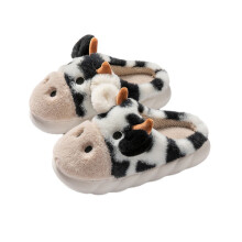 Pantofole da donna e da uomo con motivo a latte, carine e comode, in cotone, pantofole invernali calde
