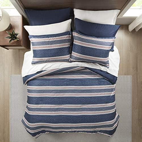 Queen Bed in a Bag Set – Red & Grey Stripes, Microfiber 2