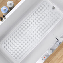 Tappetino antiscivolo per vasca da bagno, 99x40 cm, 200 ventose e fori di drenaggio, lavabile in lavatrice, bianco trasparente - Compatibile con