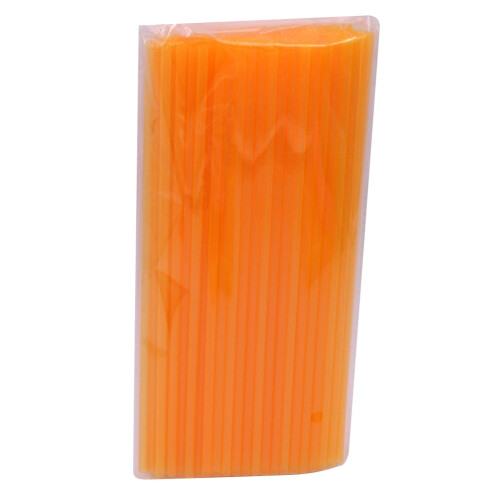 200 orange plastsugrör 26 cm