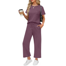 Zweiteiliges Sommeroutfit für Damen: Kurzarm-Set für Kreuzfahrten und Business-Casual – Passend für Country-Konzerte 2025