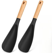 Cuillère de cuisine en silicone avec manche en bois