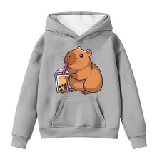 Bluza z kapturem dla maluchów z nadrukiem kapibary, rozmiar szary