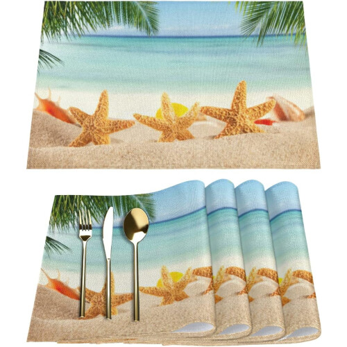 Set de 4 sets de table Plage Tropicale, 45 x 30 cm