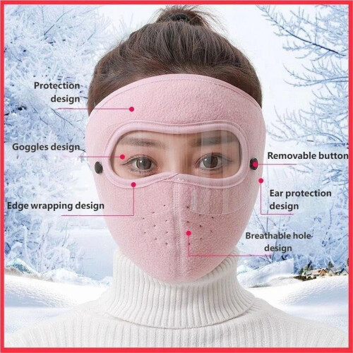 Vindtät ansiktsmask med avtagbara skyddsglasögon och fleecefoder 1