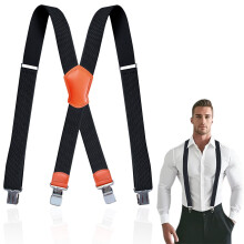 Men's Shoulder Strap,Sturdy Clips, X-Back, Adjustable Elastic Work Suspenders – Heavy-Duty Clip-On Support,Dark Blue