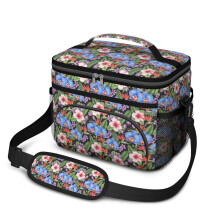 Sac à lunch isotherme à motif floral pour femmes et hommes – Étanche, bandoulière réglable, 25,4 x 17 x 20,3 cm, compatible avec les boîtes