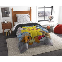 Juego de cama individual de Pokémon en una bolsa, Pikachu, Squirtle, Eevee, Charmander, ropa de cama de anime para niñas y niños, Escuadrón de