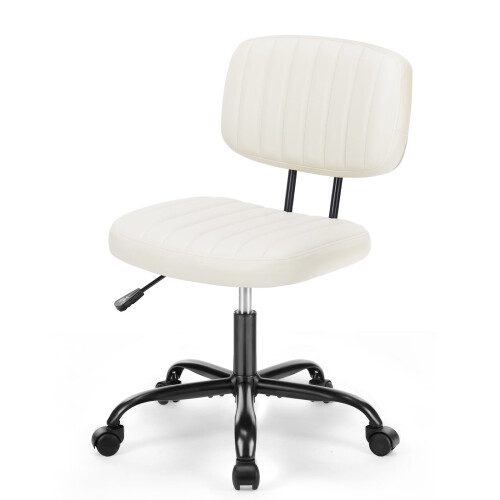 Chaise de bureau d'intérieur à dossier bas et hauteur réglable, blanche